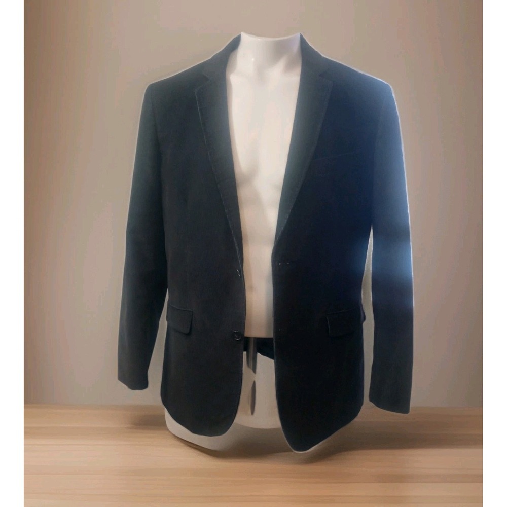 Corduroy Blazer Men's L Navy Jacket Pronto Uomo Blue Sport Coat Preppy 2 Button